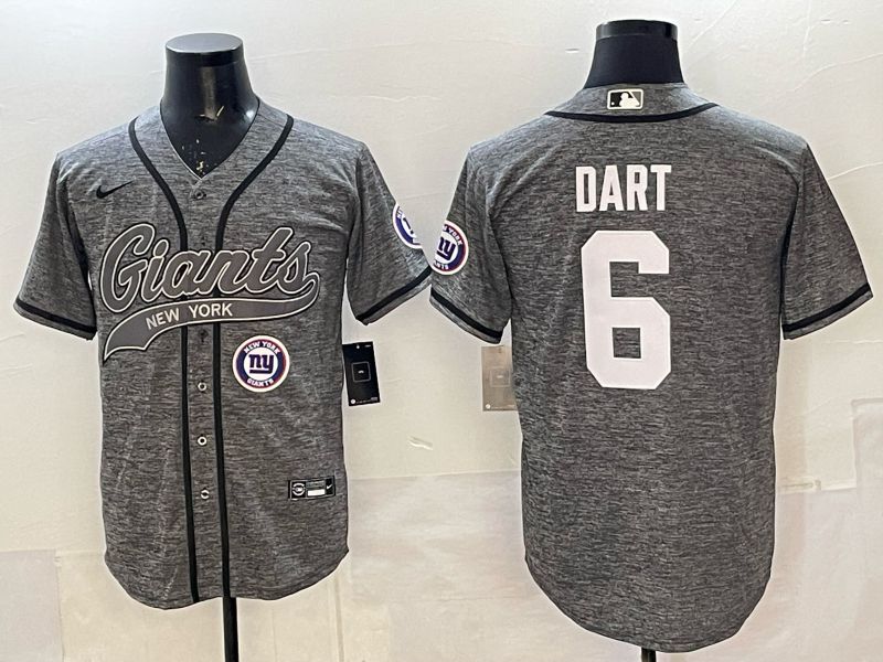 Men 2025 New York Giants #6 Dart Grey Joint Name Nike Limited NFL Jersey 08